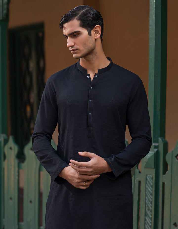 Cotton Black Kurta Trouser - J. Junaid Jamshed