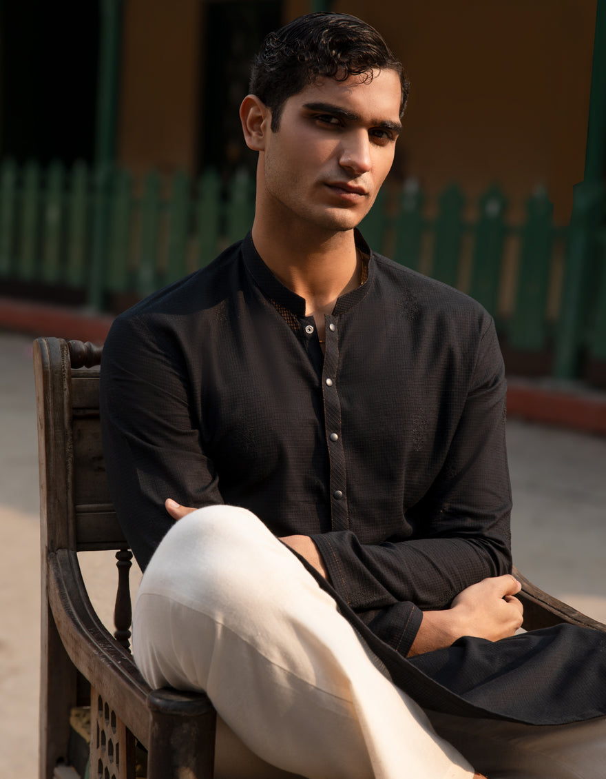 Cotton Black Kurta Trouser - J. Junaid Jamshed