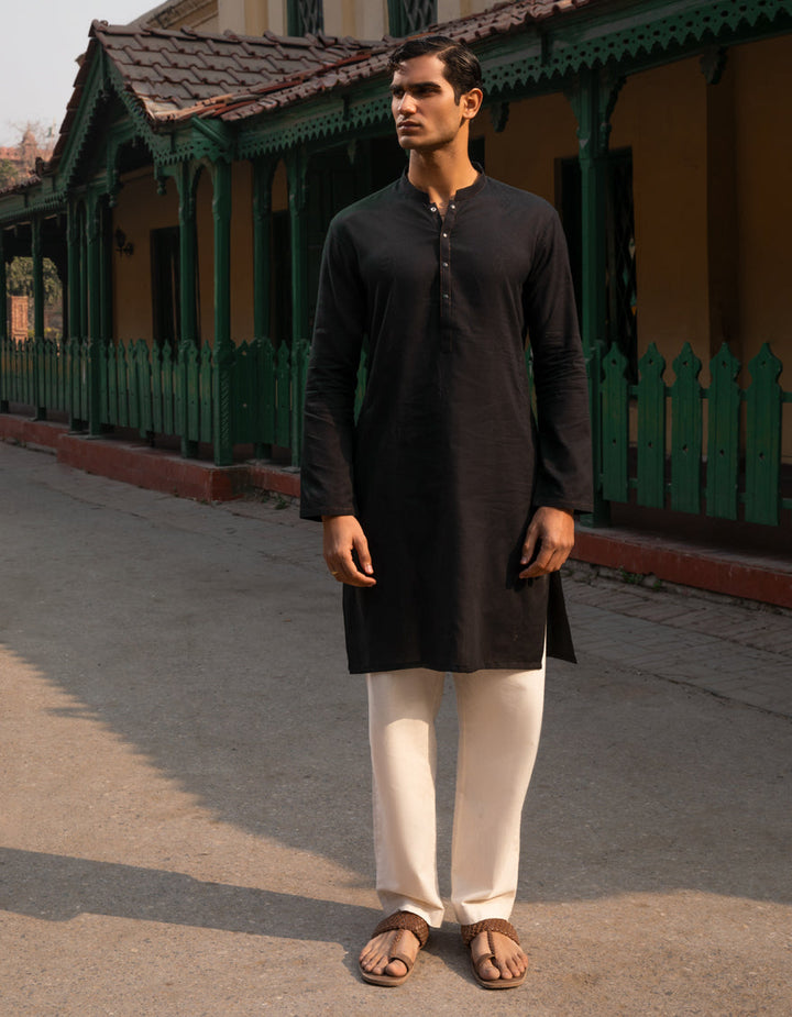 Cotton Black Kurta Trouser - J. Junaid Jamshed
