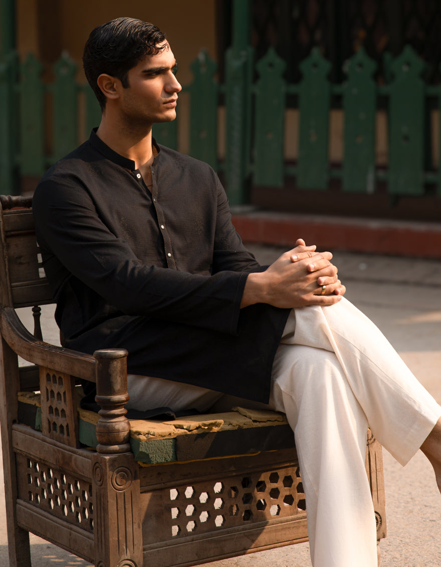 Cotton Black Kurta Trouser - J. Junaid Jamshed