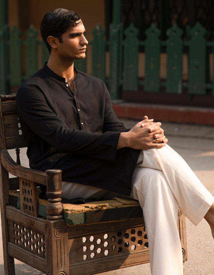 Cotton Black Kurta Trouser - J. Junaid Jamshed