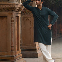 Cotton Dark Green Kurta Trouser - J. Junaid Jamshed