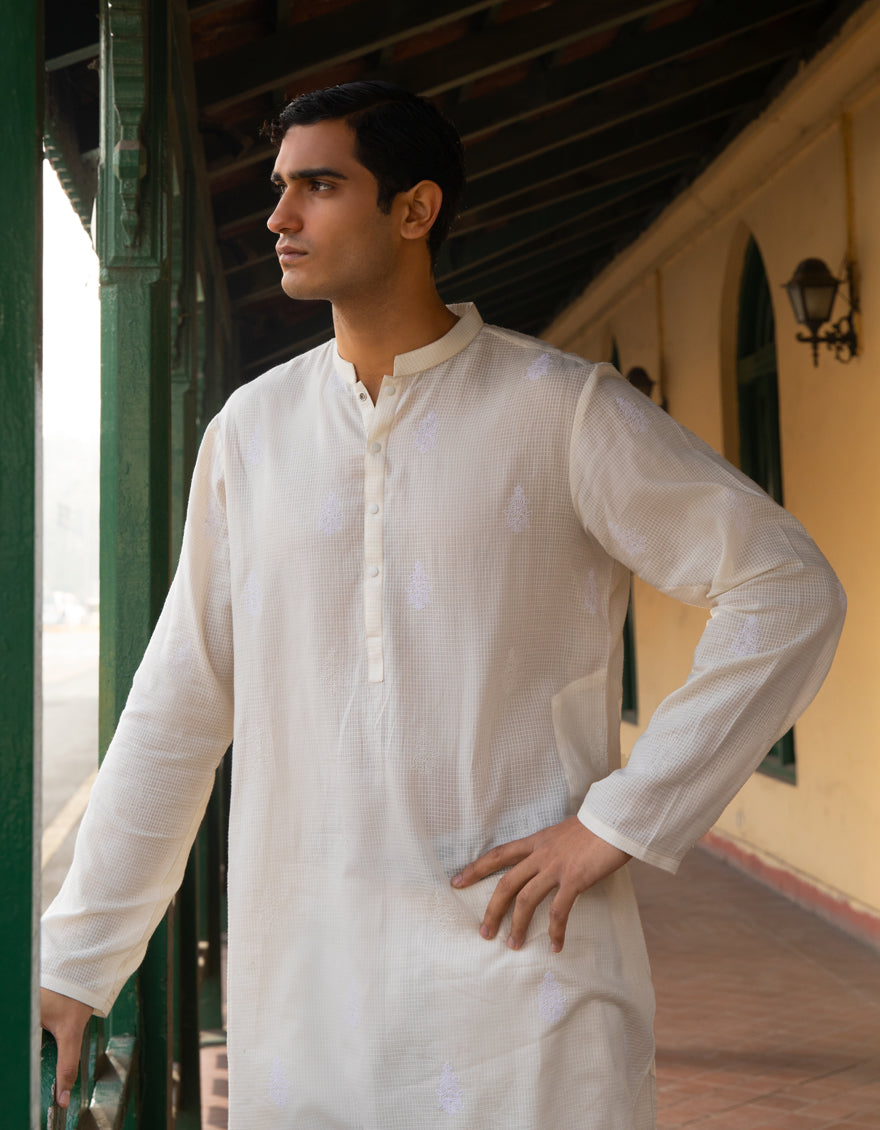 Cotton Off White Kurta Trouser - J. Junaid Jamshed