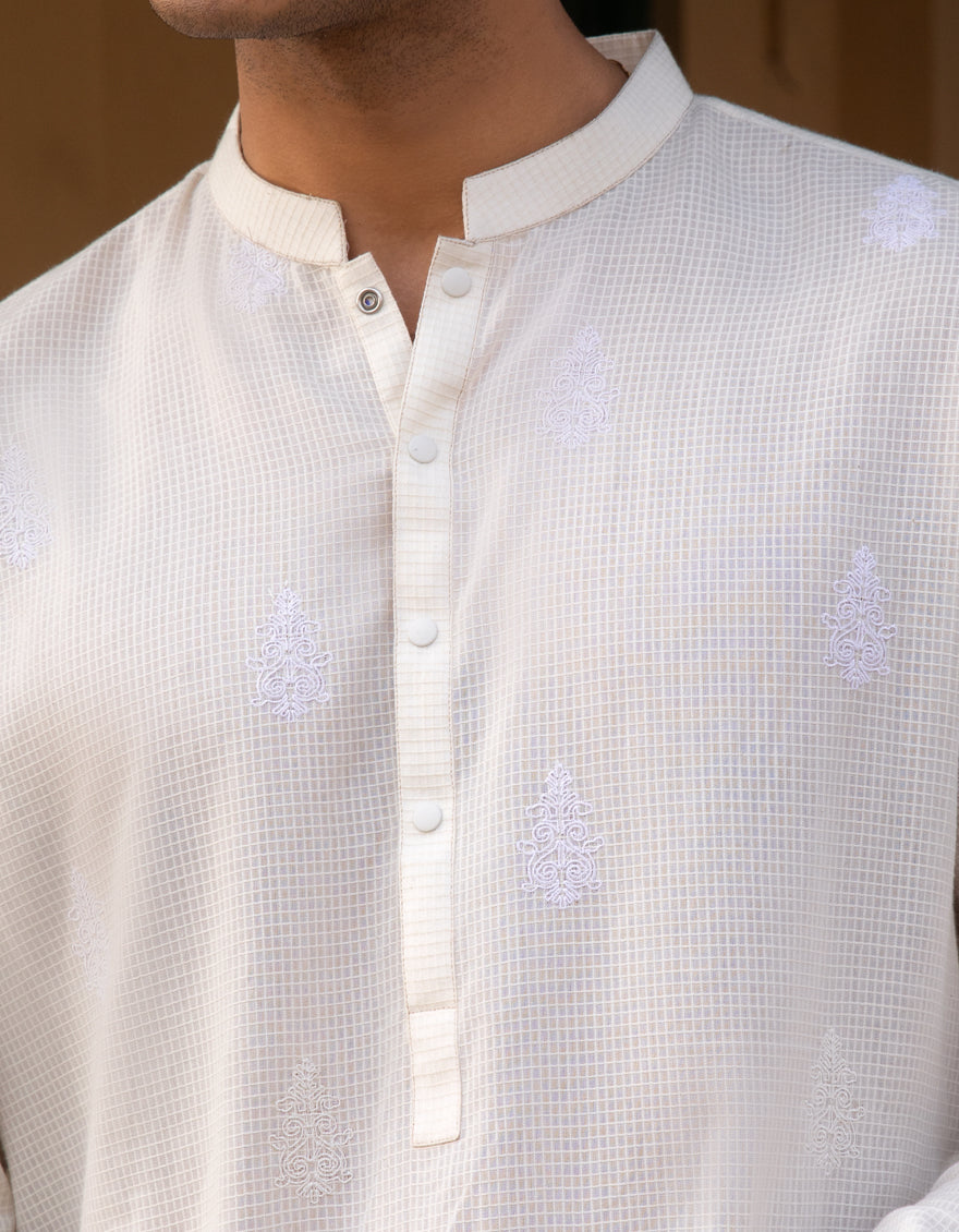 Cotton Off White Kurta Trouser - J. Junaid Jamshed