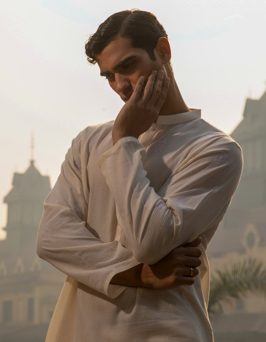 Cotton Off White Kurta Trouser - J. Junaid Jamshed