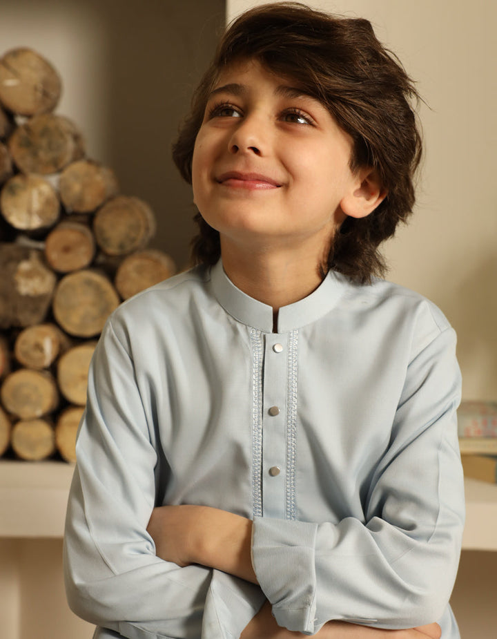 Blended Sky Blue Shalwar Kameez - J. Junaid Jamshed