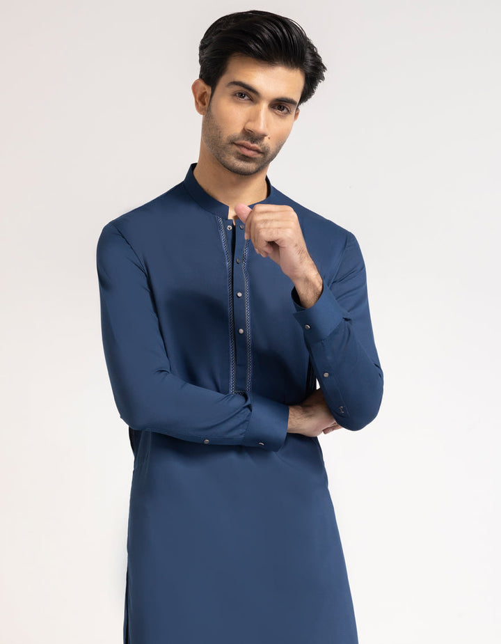 Blended Dark Blue Shalwar Kameez - J. Junaid Jamshed