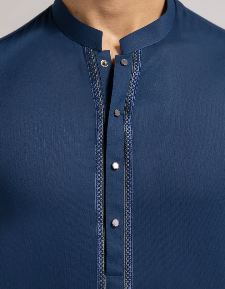 Blended Dark Blue Shalwar Kameez - J. Junaid Jamshed