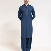 Blended Dark Blue Shalwar Kameez - J. Junaid Jamshed