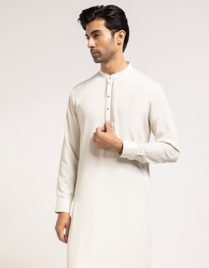 Blended Apple White Shalwar Kameez - J. Junaid Jamshed