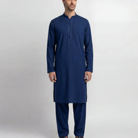 Blended Electric Blue Shalwar Kameez - J. Junaid Jamshed