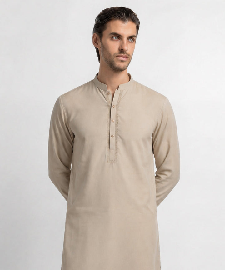 Blended Cream Shalwar Kameez - J. Junaid Jamshed
