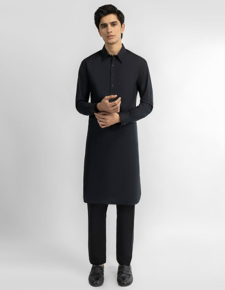 Blended Black Kurta Trouser - J. Junaid Jamshed