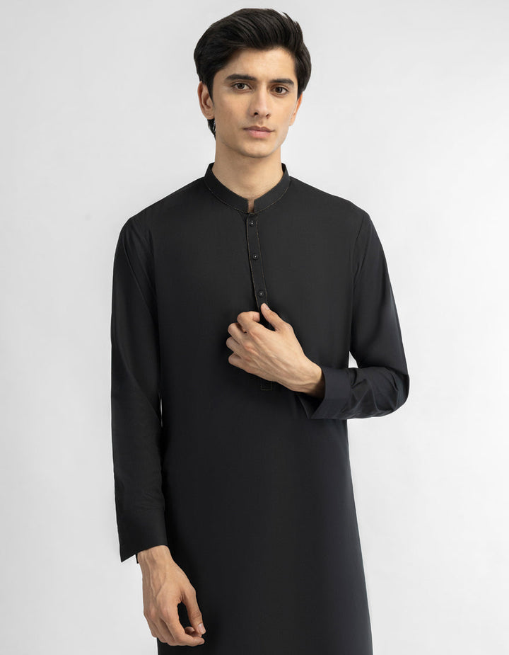Blended Black Kurta Trouser - J. Junaid Jamshed