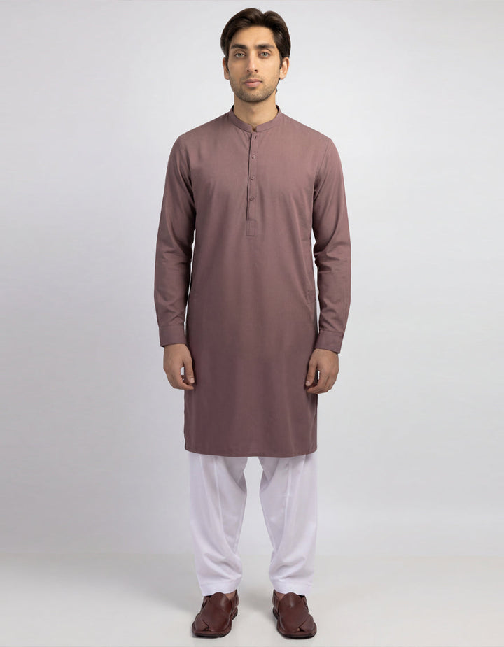 Polyester Plum Kurta - J. Junaid Jamshed