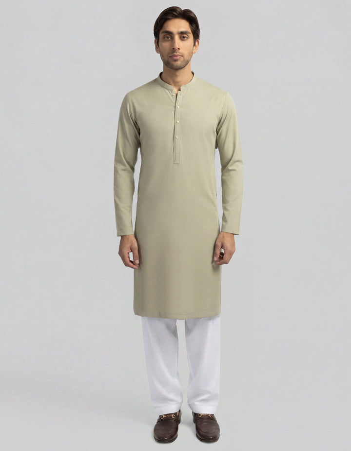 Polyester Lime Grn Kurta - J. Junaid Jamshed