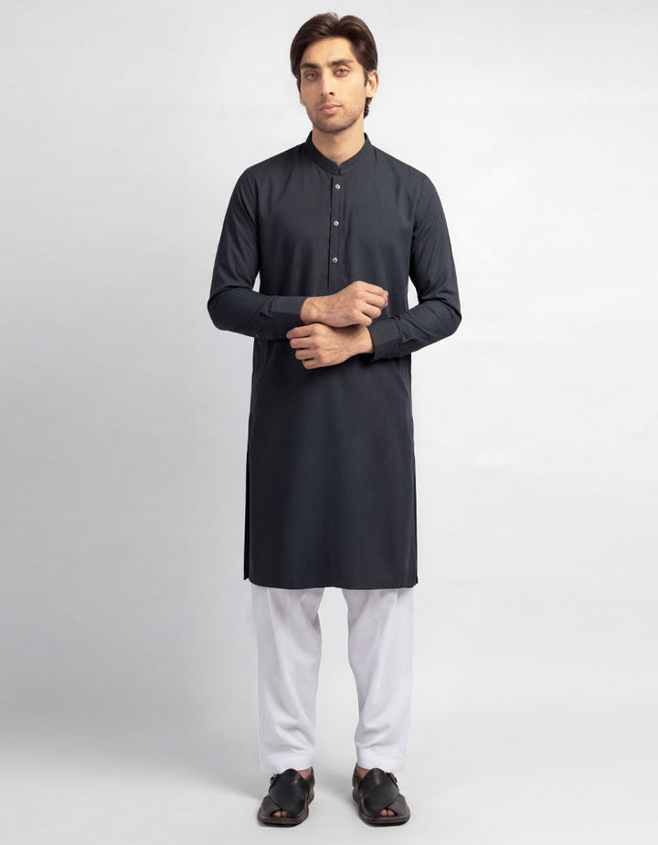 Polyester Grey Kurta - J. Junaid Jamshed