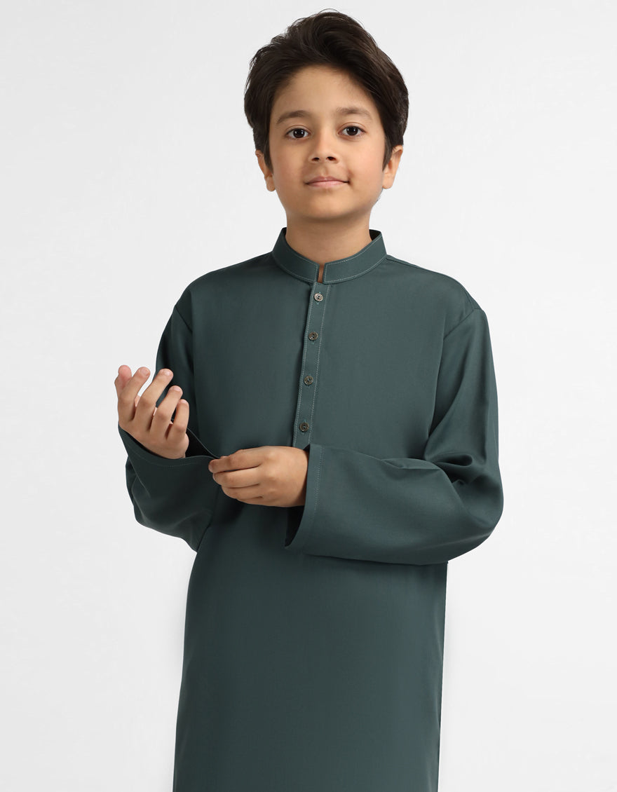 Polyester Olive Kurta - J. Junaid Jamshed