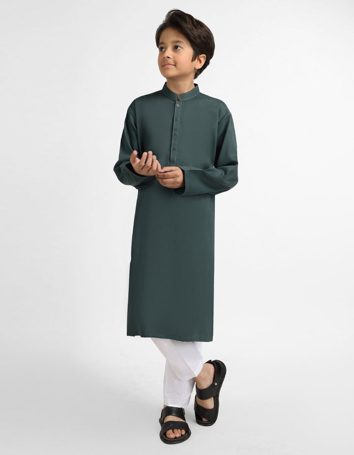 Polyester Olive Kurta - J. Junaid Jamshed
