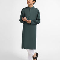 Polyester Olive Kurta - J. Junaid Jamshed
