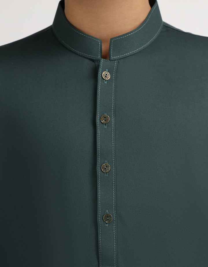Polyester Olive Kurta - J. Junaid Jamshed