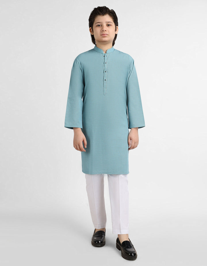 Polyester Light Blue Kurta - J. Junaid Jamshed