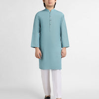 Polyester Light Blue Kurta - J. Junaid Jamshed