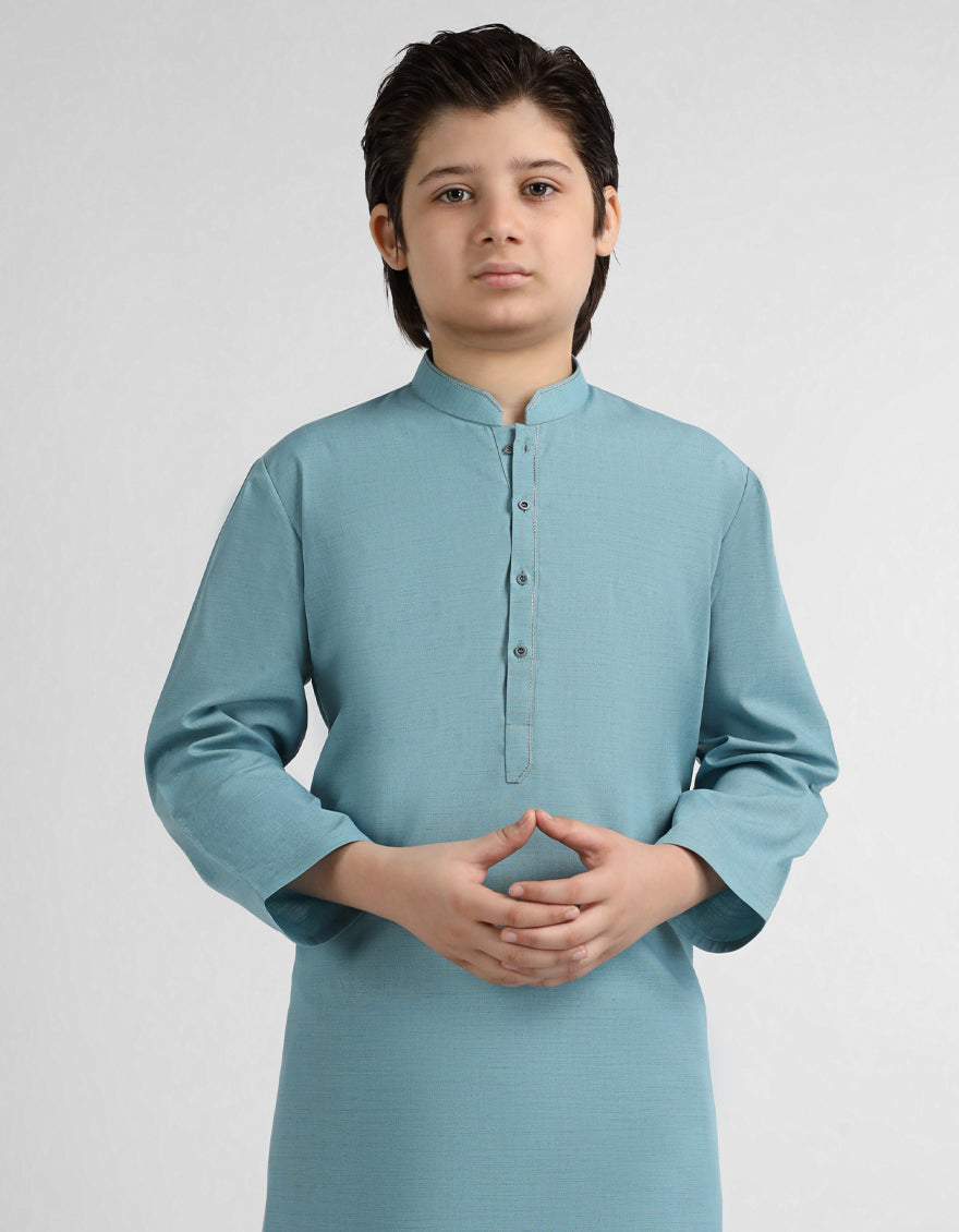 Polyester Light Blue Kurta - J. Junaid Jamshed