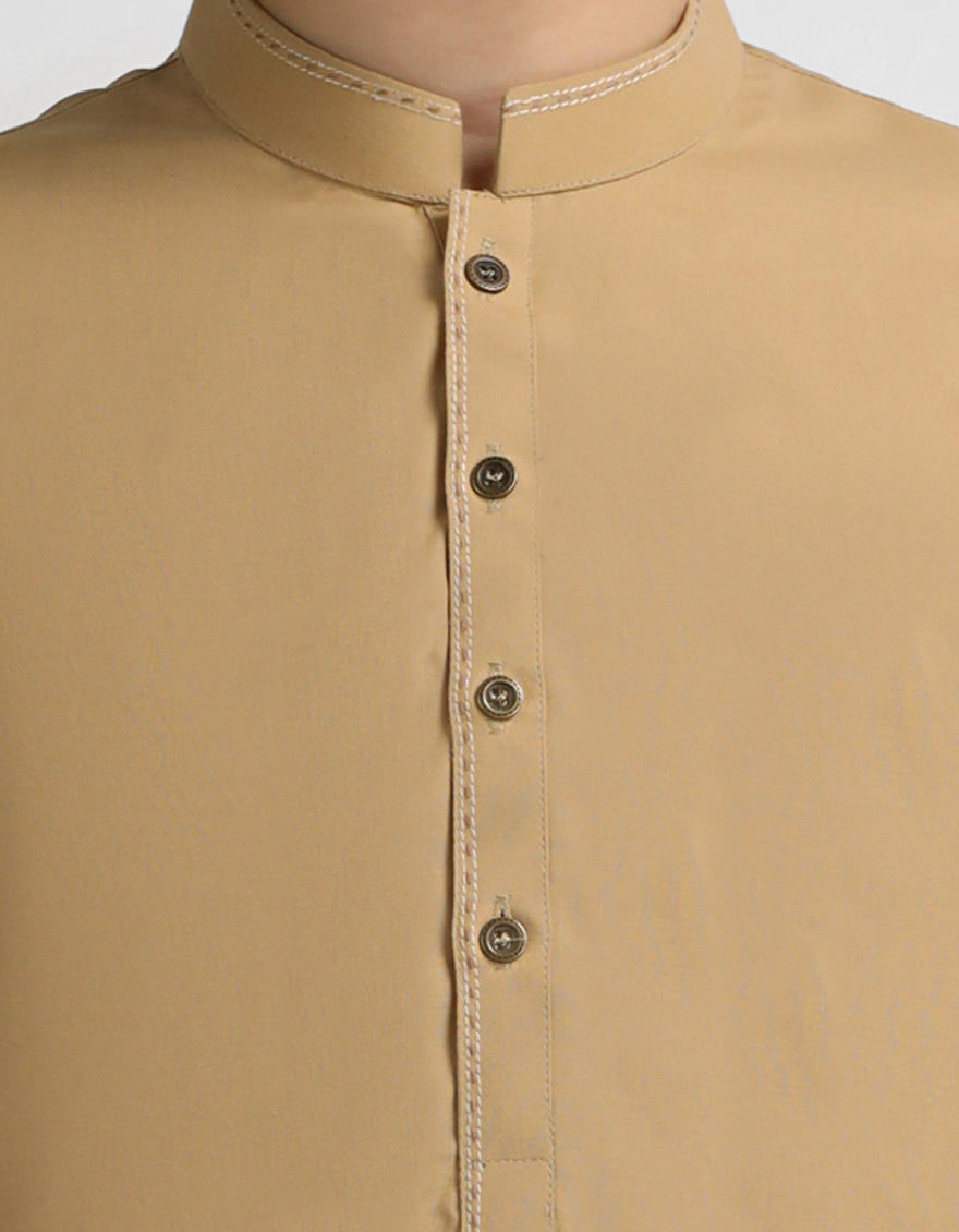 Polyester Beige Kurta - J. Junaid Jamshed