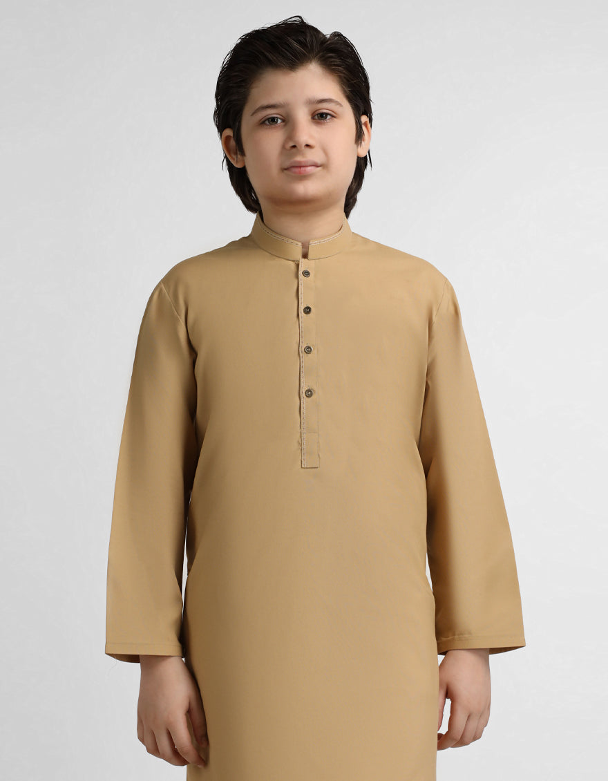 Polyester Beige Kurta - J. Junaid Jamshed