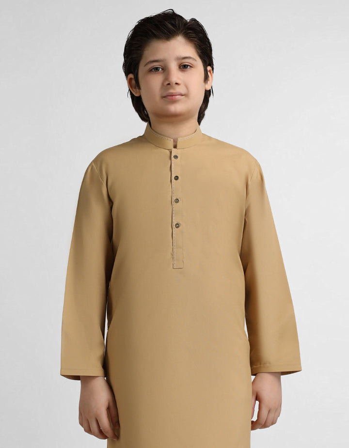 Polyester Beige Kurta - J. Junaid Jamshed