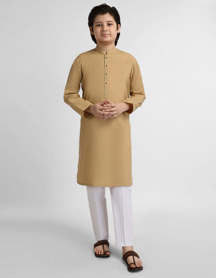 Polyester Beige Kurta - J. Junaid Jamshed