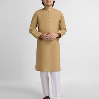 Polyester Beige Kurta - J. Junaid Jamshed