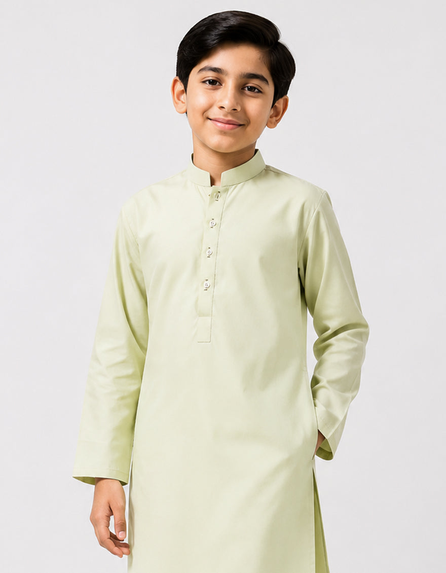 Blended Pastel Green Kurta - J. Junaid Jamshed