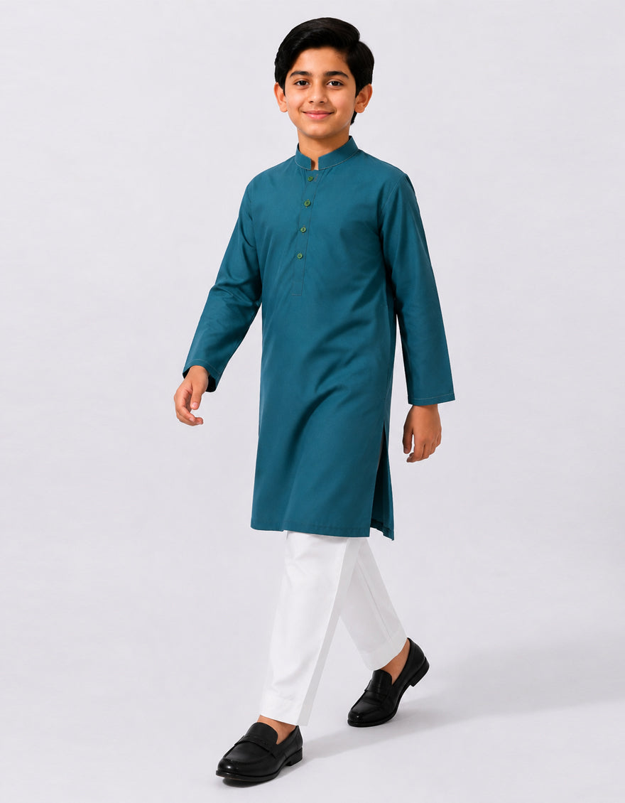 Blended Dark Green Kurta - J. Junaid Jamshed