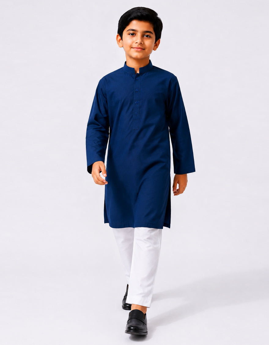 Blended Blue Kurta - J. Junaid Jamshed