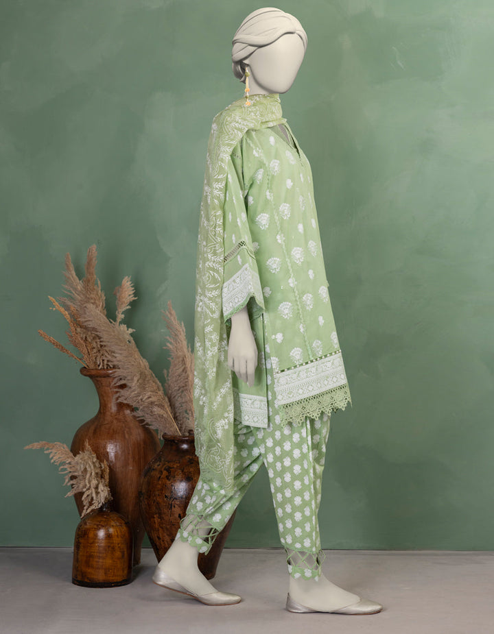 Lawn Green Unstitched Suit - J. Junaid Jamshed