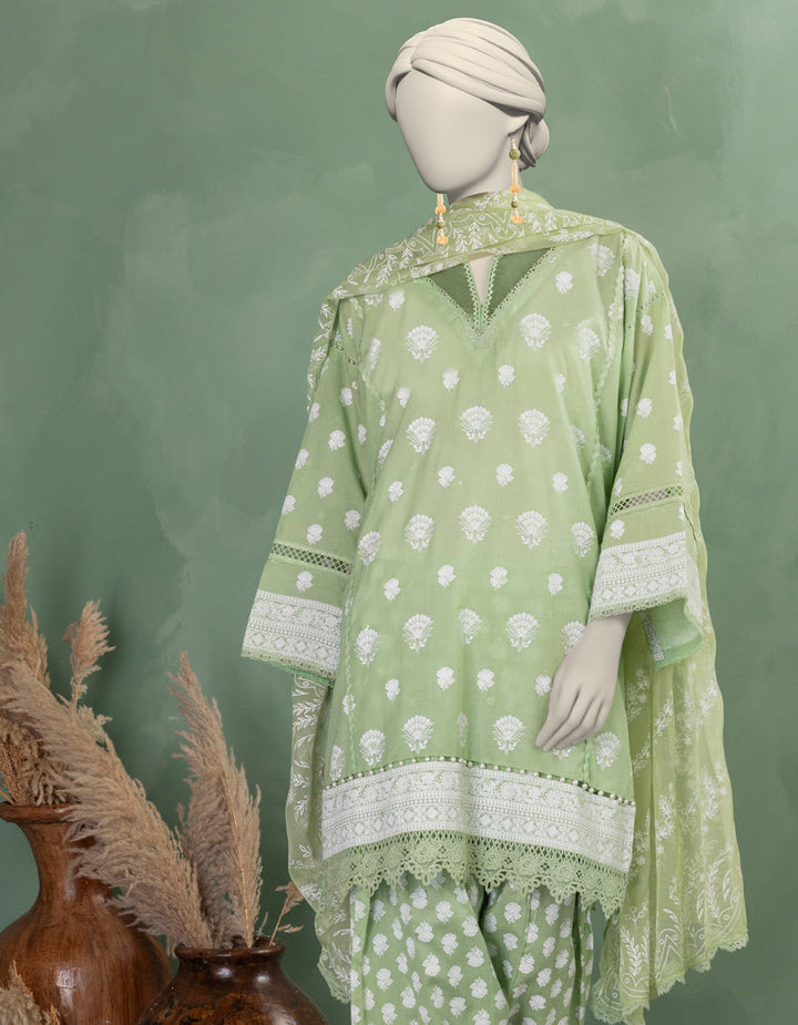 Lawn Green Unstitched Suit - J. Junaid Jamshed