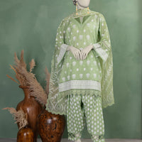 Lawn Green Unstitched Suit - J. Junaid Jamshed