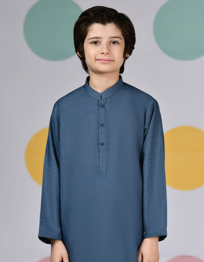 Blended Blue Kameez Shalwar - J. Junaid Jamshed