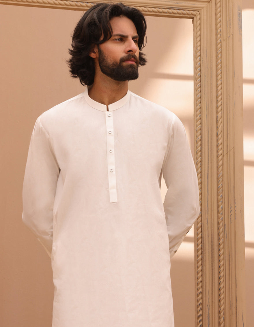 Cotton White Kurta Trouser - J. Junaid Jamshed