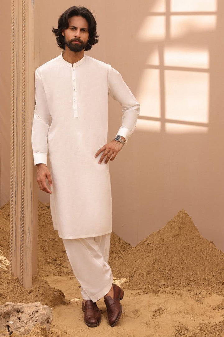 Cotton White Kurta Trouser - J. Junaid Jamshed