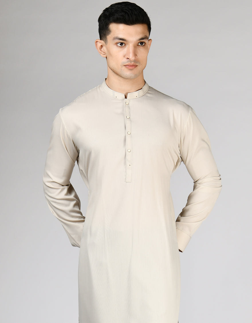 Blended Fawn Kurta Trouser- J. Junaid Jamshed