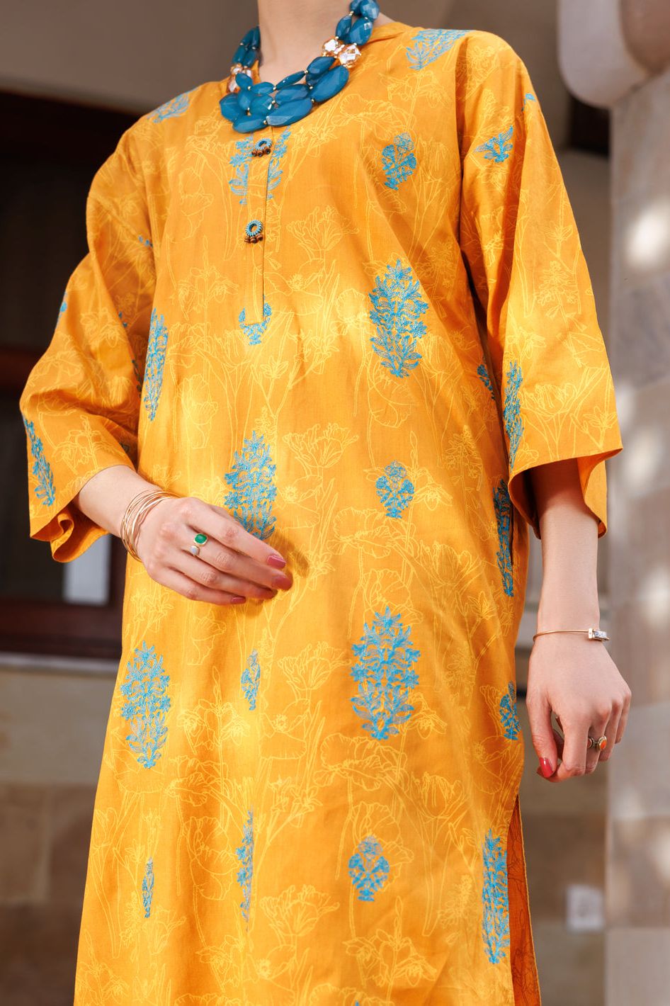 Lawn Mustard Kurti - Almirah