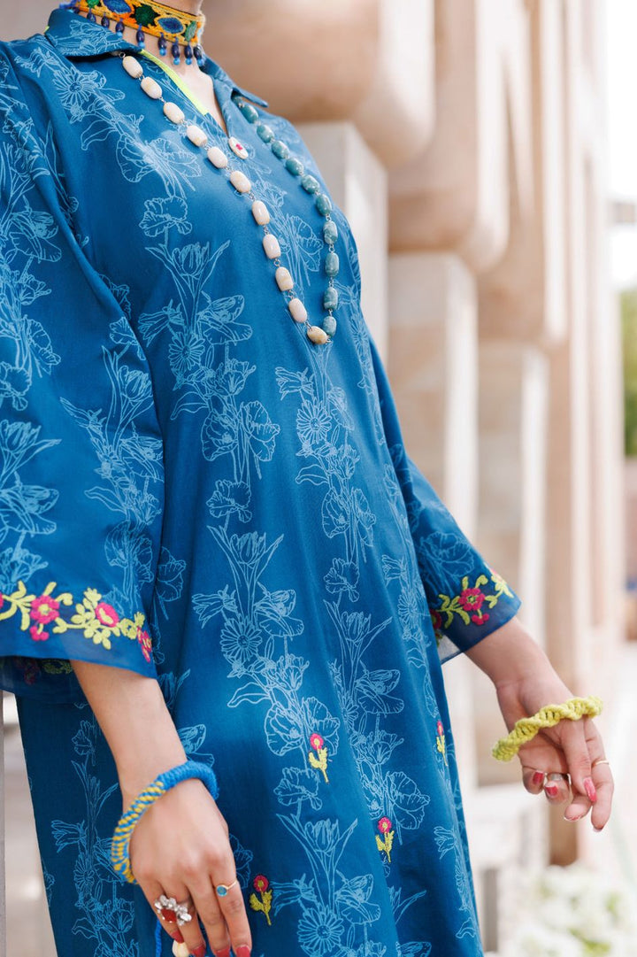 Lawn Teal Kurti - Almirah