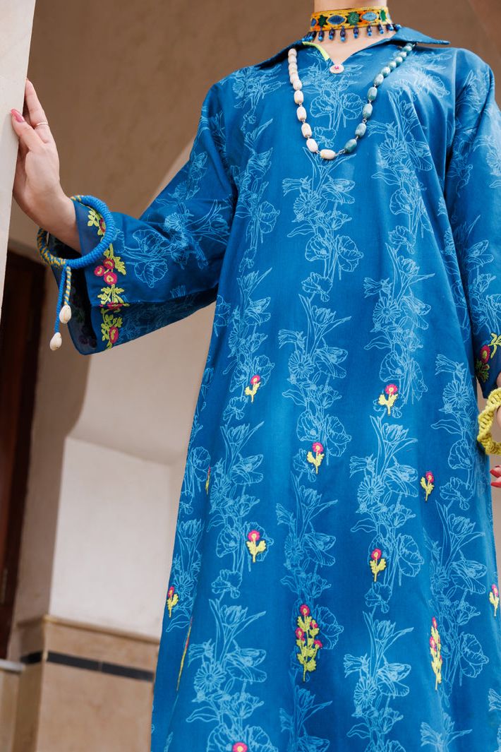 Lawn Teal Kurti - Almirah