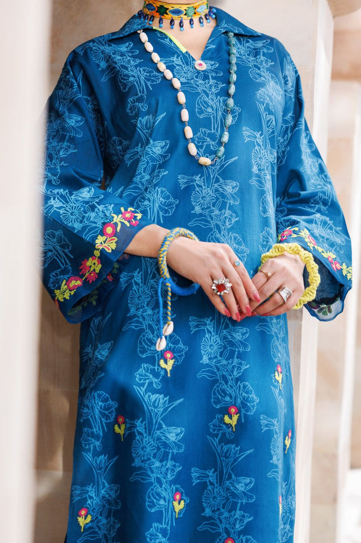 Lawn Teal Kurti - Almirah