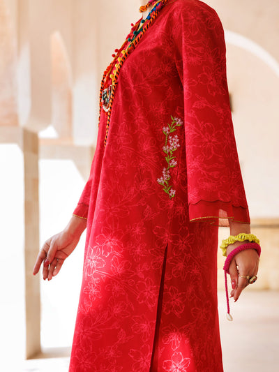 Lawn Red Kurti - Almirah