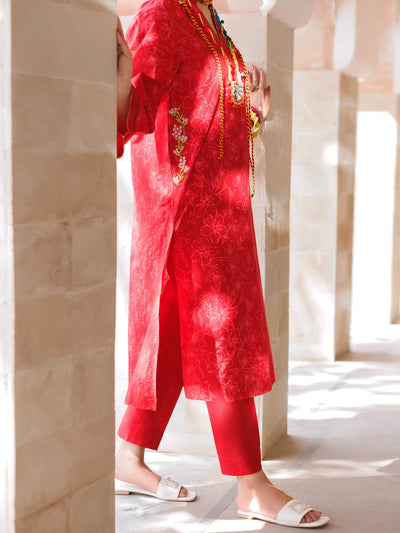 Lawn Red Kurti - Almirah