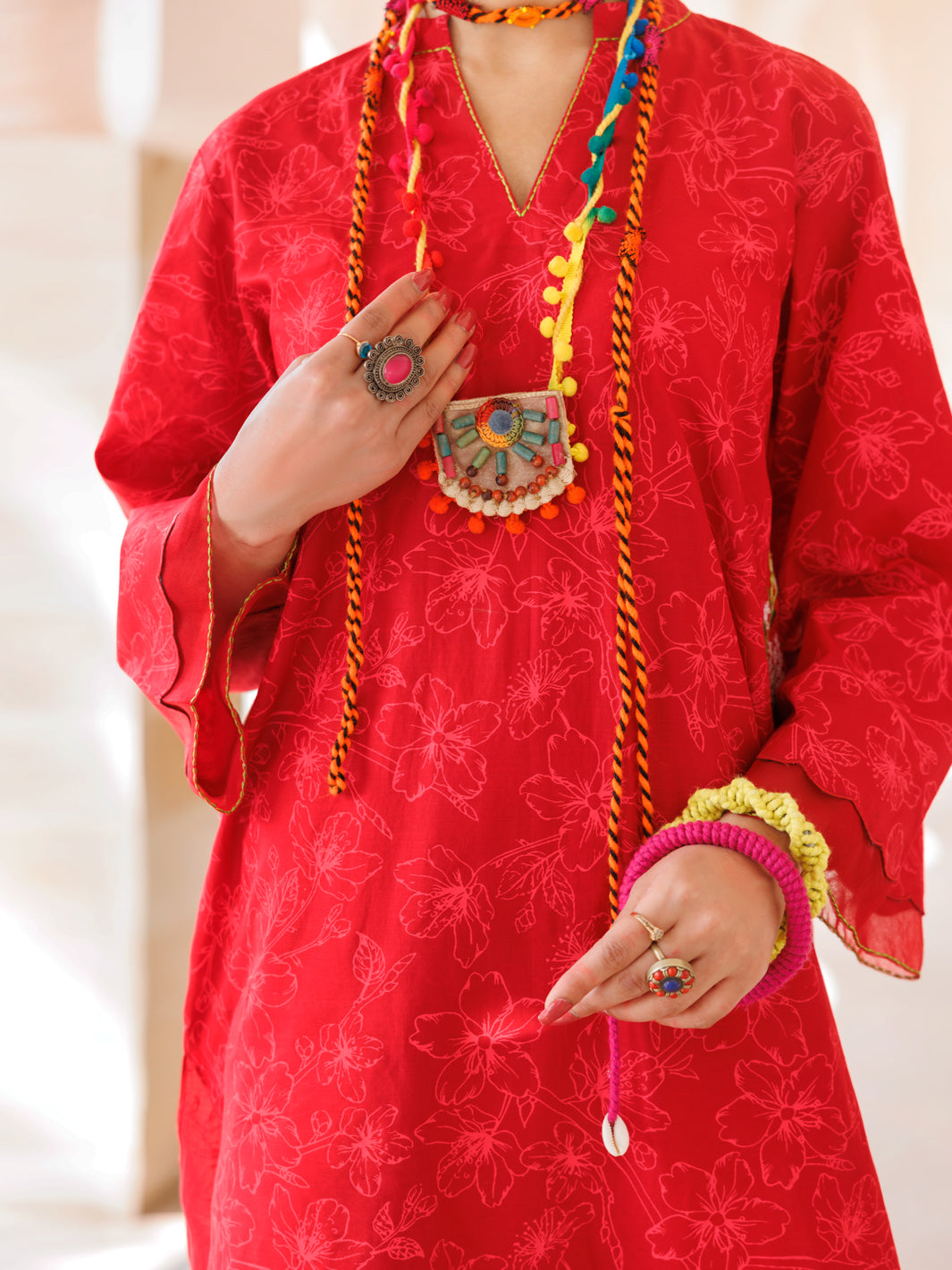 Lawn Red Kurti - Almirah